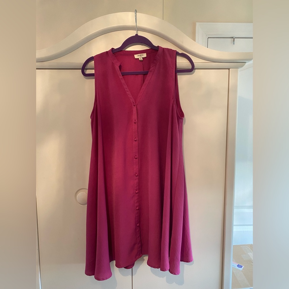 Umgee Sleeveless Button-Down Midi Dress in Pink Boho Flowy